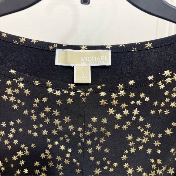 Michael Kors Black & Gold Metallic Stars Print Dress Size S - Picture 8 of 11